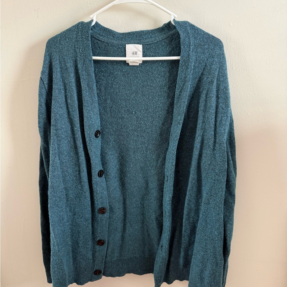 H&M Teal Button-Up Unisex Sweater Cardigan